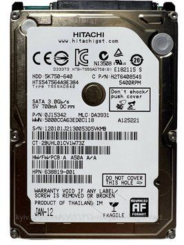 Жесткий диск Hitachi (HGST) GST Travelstar 5K750 640GB HDD 5400rpm 8MB HTS547564A9E384 2.5" SATA II 1272 фото